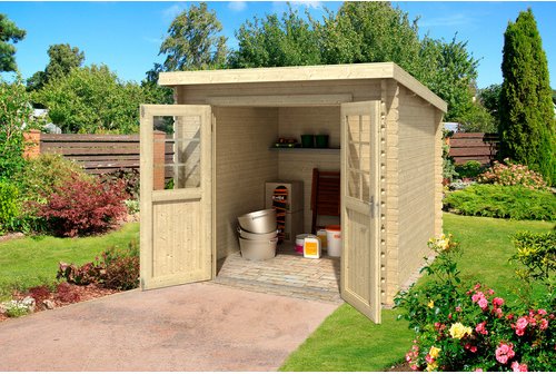 LASITA MAJA Gartenhaus »Indi«, BxHxT: 250 x 210,9 x 213,1 cm (Außenmaße inkl. Dachüberstand), Holz - beige