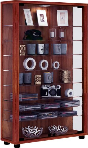 VCM Vitrine »Lumo Mini«, inkl. LED-Beleuchtung, BxH: 59 x 90 cm, Holzwerkstoff/Glas - braun