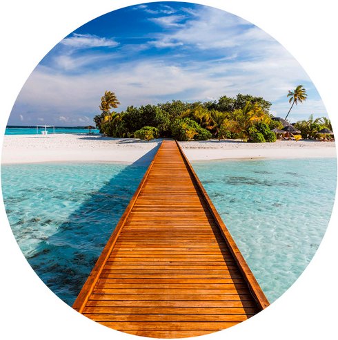 K&L Wall Art Vliestapete »Runde Vliestapete«, Colombo Paradies Südsee, mehrfarbig, matt - bunt