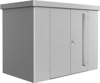 Thumbnail - BIOHORT Gerätehaus »Neo«, Stahl, BxHxT: 292 x 222 x 180 cm (Außenmaße inkl. Dachüberstand) - silberfarben