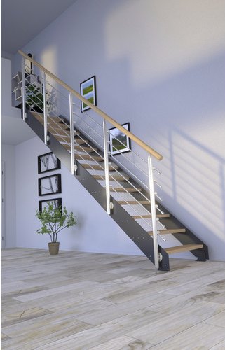 STARWOOD Systemtreppe »Kos«, Metall, 13 Stufen, max. Geschosshöhe 280 cm - braun