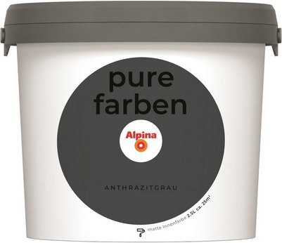 ALPINA Wandfarbe »Pure Farben«, Anthrazitgrau, 2,5L, matt - schwarz