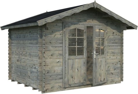 PALMAKO Blockbohlenhaus »Vivian«, Holz, BxHxT: 363 x 245 x 240 cm (Außenmaße inkl. Dachüberstand) - grau