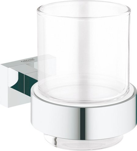 GROHE Glas »Essentials Cube«, Metall/Glas, chromfarben - silberfarben