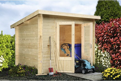 WOLFF FINNHAUS Gartenhaus »Lüttich«, Holz, BxHxT: 310 x 222 x 200 cm (Außenmaße inkl. Dachüberstand) - beige