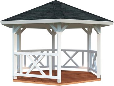 PALMAKO Pavillon »Betty«, Aufstellmaße BxTxH: 423 x 423 x 313 cm, lackiert, Holz - weiss