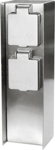 CASAYA Steckdosensäule, silberfarben, Edelstahl, 230V