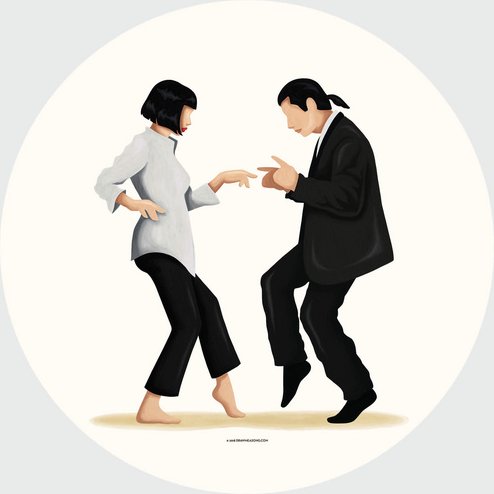 K&L Wall Art Vliestapete »Runde Vliestapete«, Tohme Retro Pulp Fiction, mehrfarbig, matt - bunt