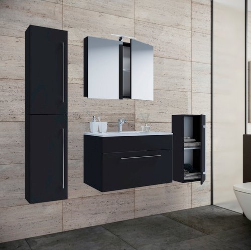 VCM Badmöbel-Set, Breite Waschtisch: 60 cm - schwarz