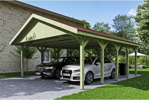 SKANHOLZ Carport »Wallgau«, BxT: 620 x 750 cm, Firsthöhe: 354 cm, imprägniert - gruen