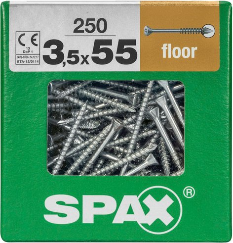 SPAX Massivholzfußbödenschraube, T-STAR plus, 250 Stk., 3,5 x 55 mm - silberfarben