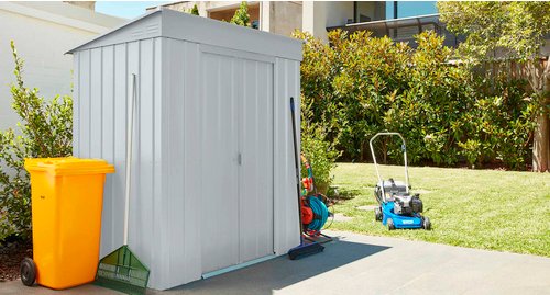 Globel Gerätehaus »Skillion«, Metall, BxHxT: 180 x 197 x 124 cm (Außenmaße inkl. Dachüberstand) - silberfarben