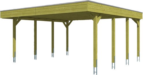 Thumbnail - SKANHOLZ Carport »Friesland«, BxT: 557 x 555 cm, Firsthöhe: 254 cm, imprägniert - gruen