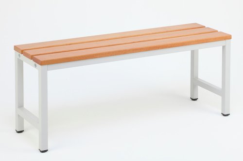 Thumbnail - SZAGATO Umkleidebank, BxHxT: 30 x 42 x 100 cm, Stahl/Holz - grau