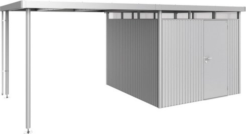 BIOHORT Seitendach »HighLine«, Stahlblech/Edelstahl, B x T x H: 282 x 275 x 222 cm - silberfarben