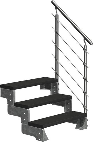 Thumbnail - DOLLE Außentreppe »Gardentop«, 3 Vollstufen, anthrazit, 54 cm Geschosshöhe - grau