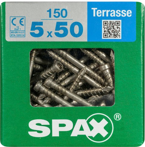 SPAX Terrassenschraube, T-STAR plus, 150 Stk., 5 x 50 mm - silberfarben