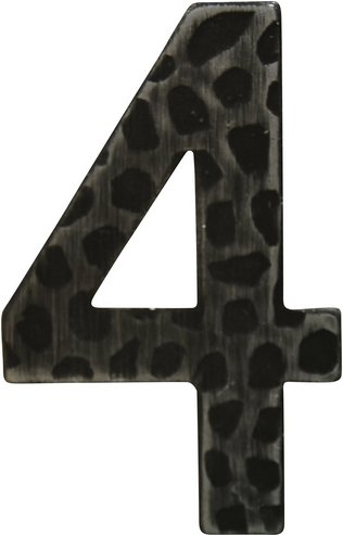 ALPERTEC Hausnummer, 4, Schwarz, Eisen, 11,7 x 17 x 1,8 cm