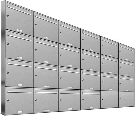 AL BRIEFKASTENSYSTEME Briefkasten, Parteien: 22, Aufputzmontage, BxHxT: 229,8 x 136,8 x 11,6 cm - silberfarben