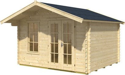 SKANHOLZ Gartenhaus »Langesund«, Holz, BxHxT: 380 x 264 x 300 cm (Außenmaße inkl. Dachüberstand) - beige