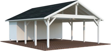 PALMAKO Carport »Robert«, Aufstellmaße BxTxH: 637 x 764 x 363 cm, lackiert, Holz - weiss