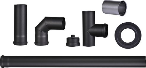 FIREFIX® Pelletrohr-Set, Ø: 8 cm, Stärke: 1,2 mm, Stahl - schwarz