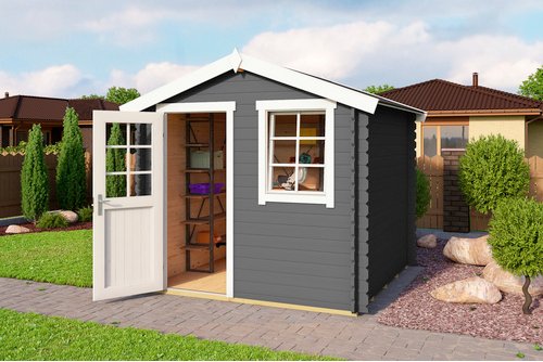 LASITA MAJA Gartenhaus »Wels 2«, Holz, BxHxT: 263,7 x 233,7 x 250 cm (Außenmaße inkl. Dachüberstand) - grau