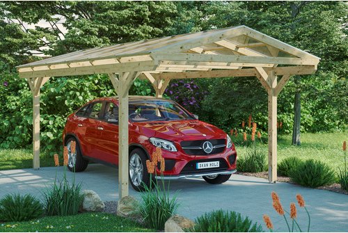 SKANHOLZ Carport »Westerwald«, BxT: 362 x 648 cm, Firsthöhe: 281 cm, unbehandelt - beige