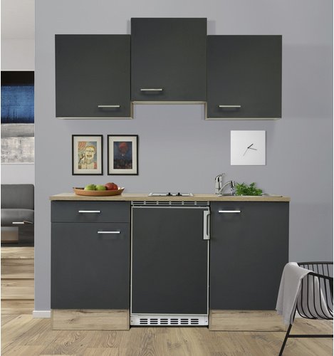 Flex-Well Singleküche »Morena«, mit E-Geräten, Gesamtbreite: 150,5 cm - grau