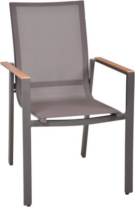 Thumbnail - GARDEN PLEASURE Stuhl-Set »Silea«, Stapelstuhl, 2er, Anthrazit, Aluminium, Kunststoff, Textil - grau