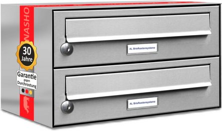 AL BRIEFKASTENSYSTEME Briefkasten, Parteien: 2, Aufputzmontage, BxHxT: 153,57 x 23,0 x 11,5 cm - silberfarben