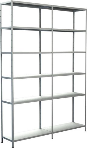 SCHULTE REGALWELT Grundregal mit Anbauregal, HxBxT 230 x 160 x 35 cm, 510 kg Traglast (max.), 12 Böden - weiss