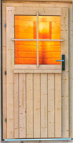 KARIBU Saunatür, 78x175 cm, Holz, Klarglas - transparent