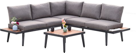 MERXX Loungeset »Korfu«, 2 tlg., 4 Sitzplätze, Stahl - grau