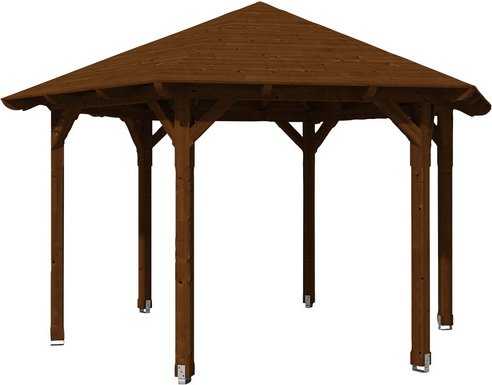 SKANHOLZ Pavillon »Colmar 3«, Zeltdach, sechseckig, BxHxT: 480 x 316 x 416 cm - braun
