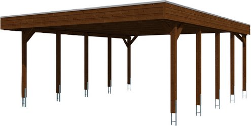 SKANHOLZ Carport »Friesland«, BxT: 557 x 708 cm, Firsthöhe: 254 cm, farbbehandelt - braun