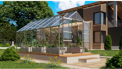 VITAVIA Gewächshaus »Mars Plus 11500«, BxHxL: 257 x 238 x 445 cm - silberfarben