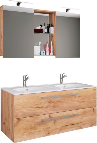 VCM Badmöbel-Set »Budasi«, 3-teilig, mit Spiegelschrank - braun