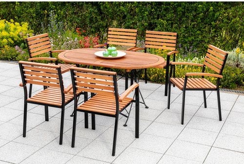 Thumbnail - MERXX Gartenmöbelset »Schlossgarten«, 6 Sitzplätze, Eukalyptusholz - schwarz