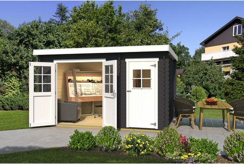 WEKA Gartenhaus »254«, Holz, BxHxT: 390 x 222 x 246 cm (Außenmaße inkl. Dachüberstand) - grau