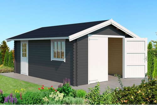 LASITA MAJA Gartenhaus »Yarik«, BxHxT: 473,7 x 273,6 x 583 cm (Außenmaße inkl. Dachüberstand), Holz - grau