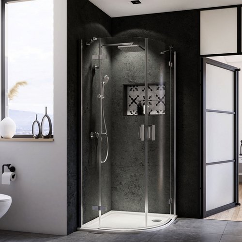 Thumbnail - BREUER Runddusche »Panorama«, Drehtür, BxH: 100 x 200 cm - silberfarben