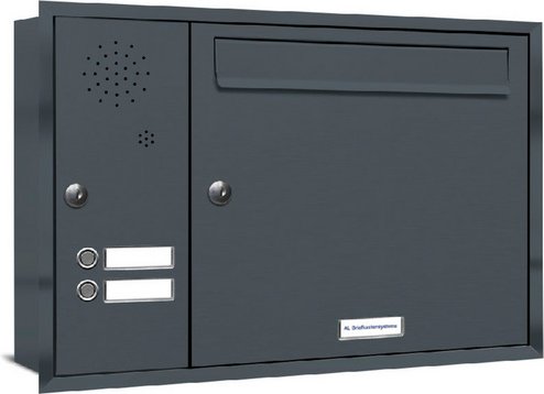 AL BRIEFKASTENSYSTEME Briefkasten, Parteien: 1, Unterputzmontage, BxHxT: 153,277 x 38,5 x 11,6 cm - grau