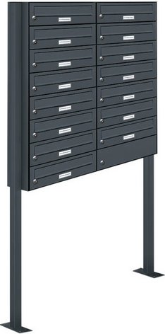 AL BRIEFKASTENSYSTEME Briefkasten, Parteien: 15, BxHxT: 84,6 x 170 x 27,5 cm - grau