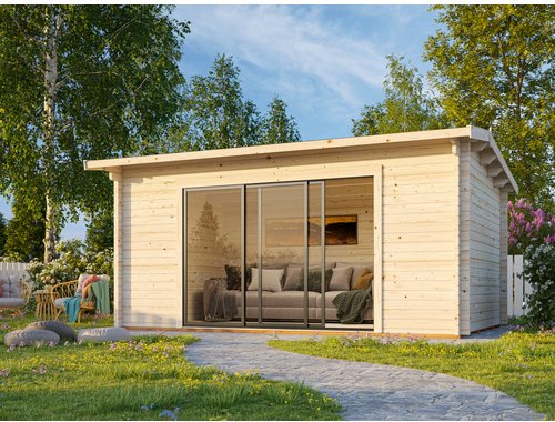 PALMAKO Gartenhaus »Ines Slide«, B x H x L: 480 x 250 x 300 cm, naturbelassen, unbehandelt - braun