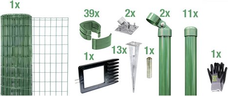 Gust. Alberts GmbH & Co. KG Set Maschendrahtzaun mit Bodenhülse »Fix-Clip Pro«, Breite: 2500cm, grün - gruen
