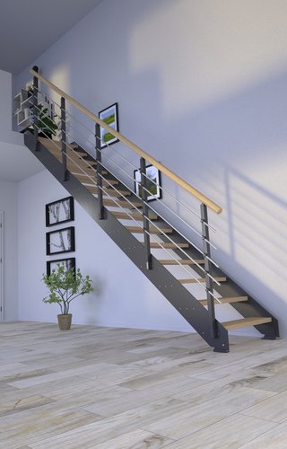 STARWOOD Systemtreppe »Kos«, Metall, 14 Stufen, max. Geschosshöhe 300 cm - braun