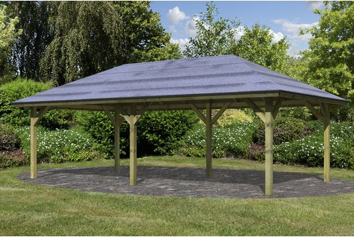 KARIBU Carport »Pavillon Carport«, Außenmaß BxT: 706,5 x 359 cm, natur - gruen