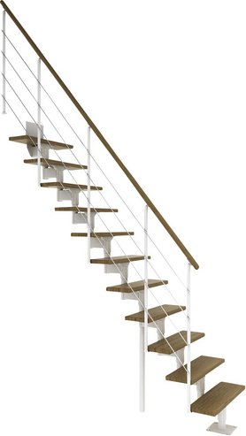 DOLLE Mittelholmtreppe, Metall, 11 Stufen, max. Geschosshöhe - weiss