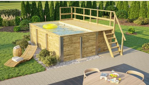 WEKA Massivholzpool »595«, grün/braun, BxHxL: 315 x 116 x 500 cm